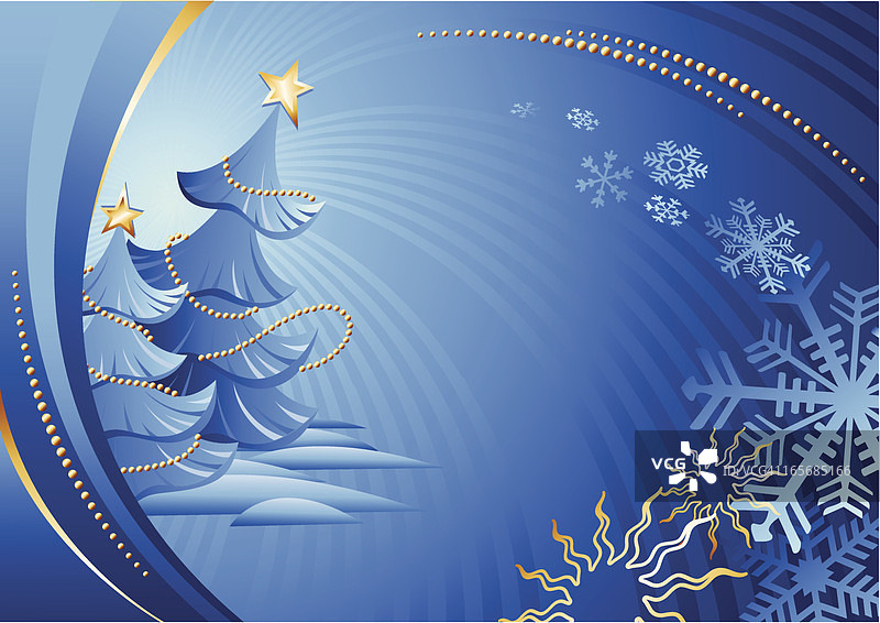 蓝色背景与杉树图片素材