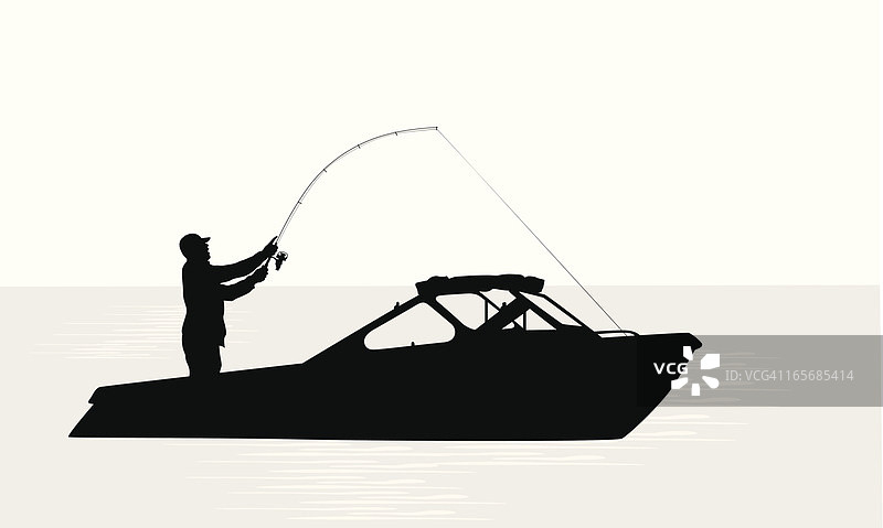 户外钓鱼矢量轮廓图片素材