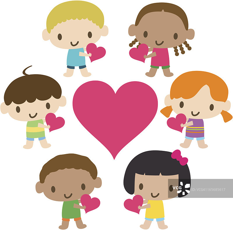 世界儿童：表达爱意的多元文化儿童图片素材