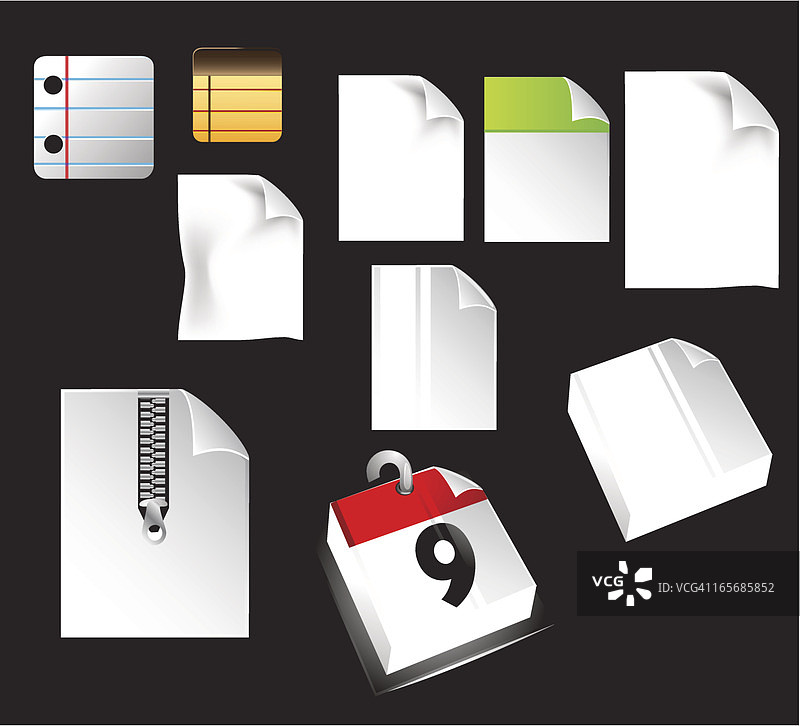 黑色背景上的纸质文件图片素材