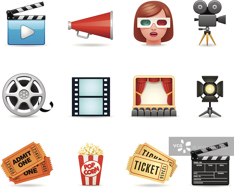 电影和戏剧图标集合图片素材