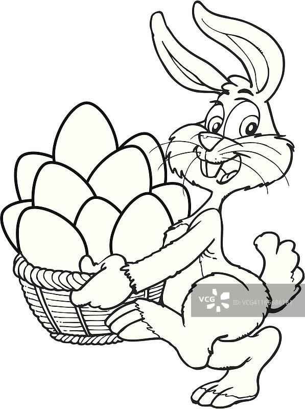 带着篮子和鸡蛋的兔子图片素材
