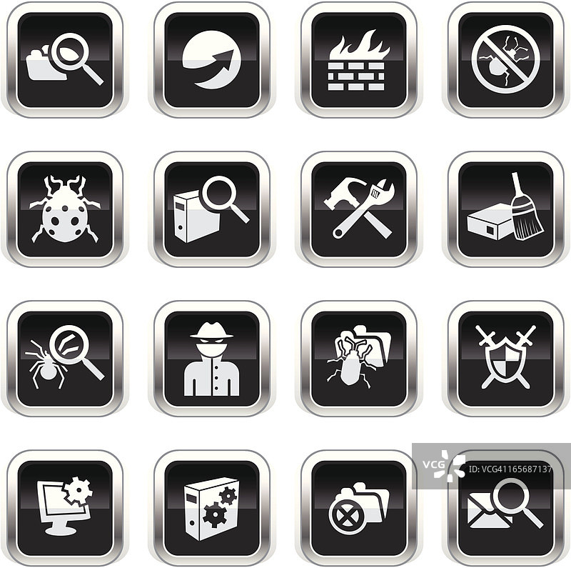 超光泽黑色图标 - 网络安全图片素材