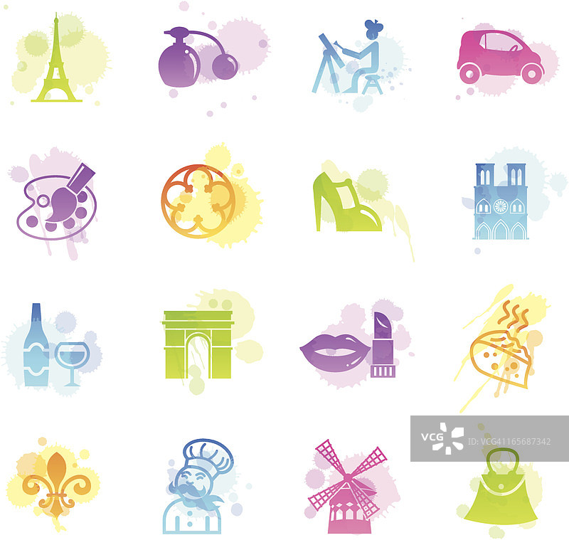 法国和巴黎污渍图标图片素材