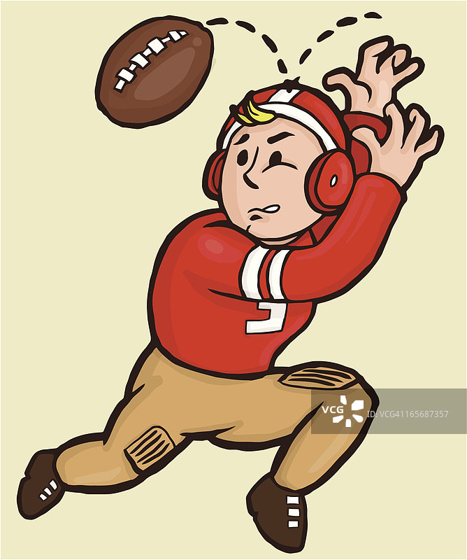 复古风格的橄榄球运动员漏接球插画图片素材
