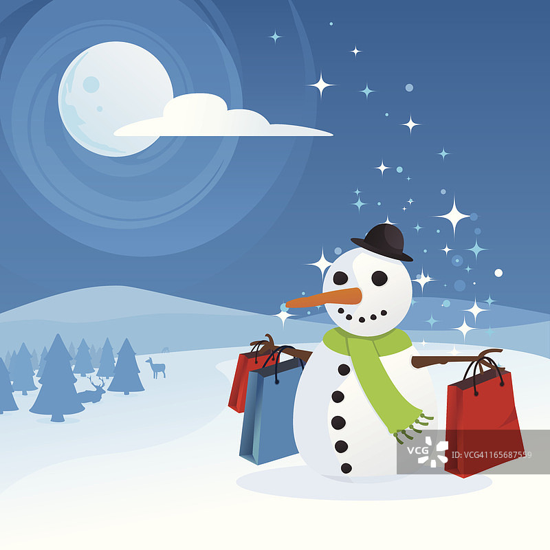 圣诞节购物雪人图片素材
