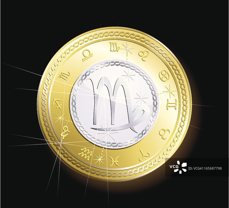 处女座生肖硬币图片素材