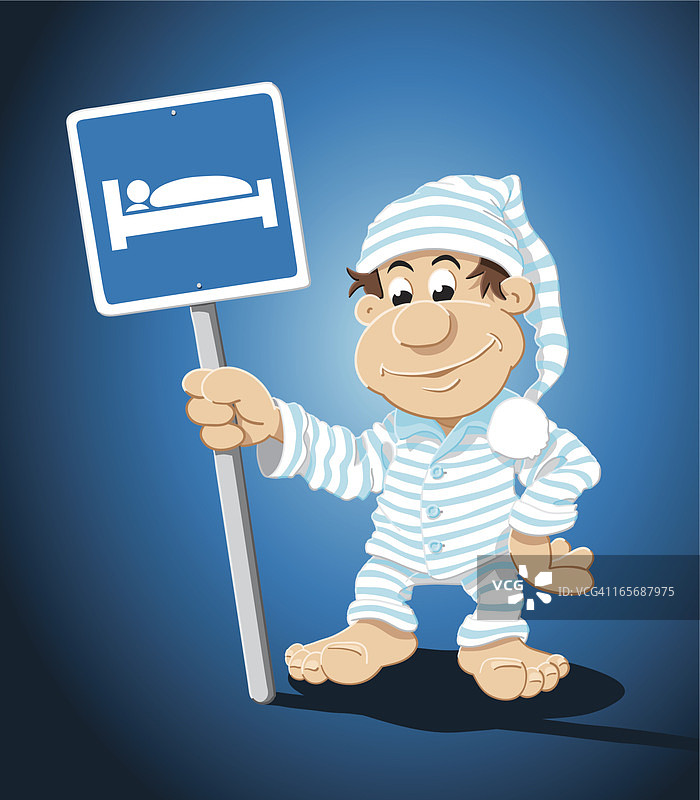 卡通人物住宿标志图片素材