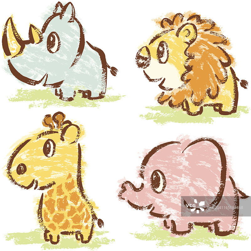 手绘非洲动物图片素材