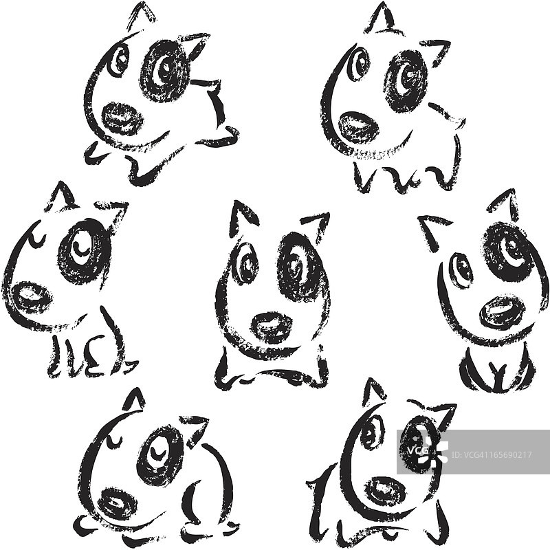 牛头梗的七个姿势图片素材