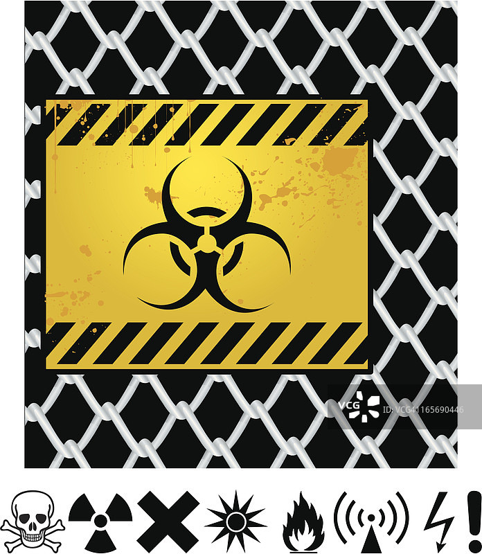 铁丝网上的危险标志图片素材