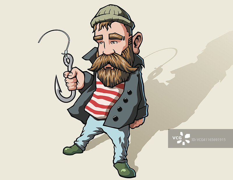 带鱼钩的渔民图片素材