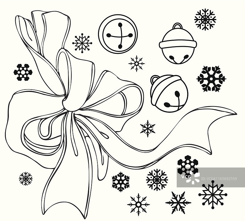 彩带和铃铛线条艺术图片素材