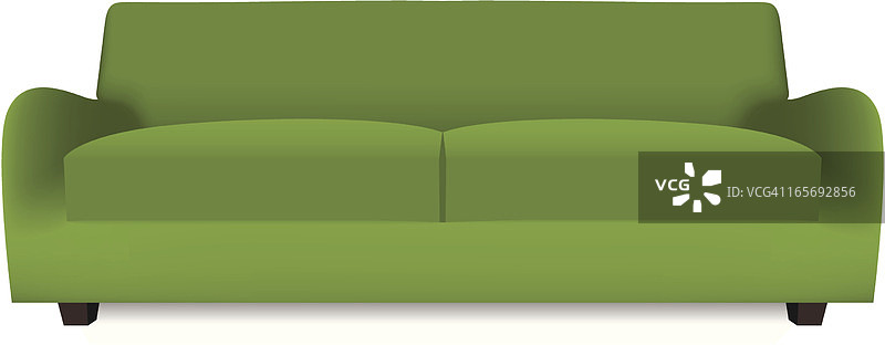 白色背景上的绿色沙发3D矢量图图片素材
