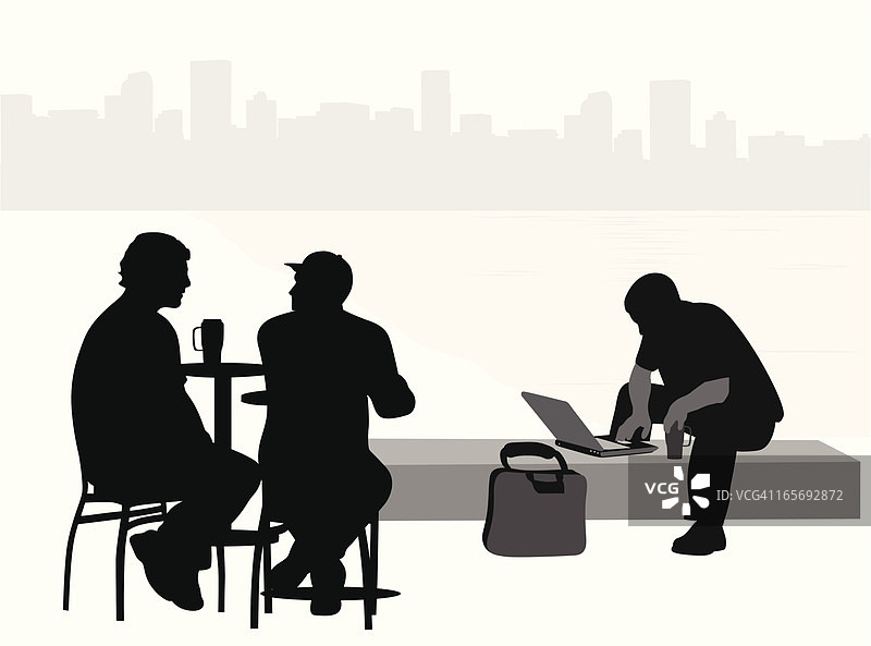 城市景观计算矢量剪影图片素材