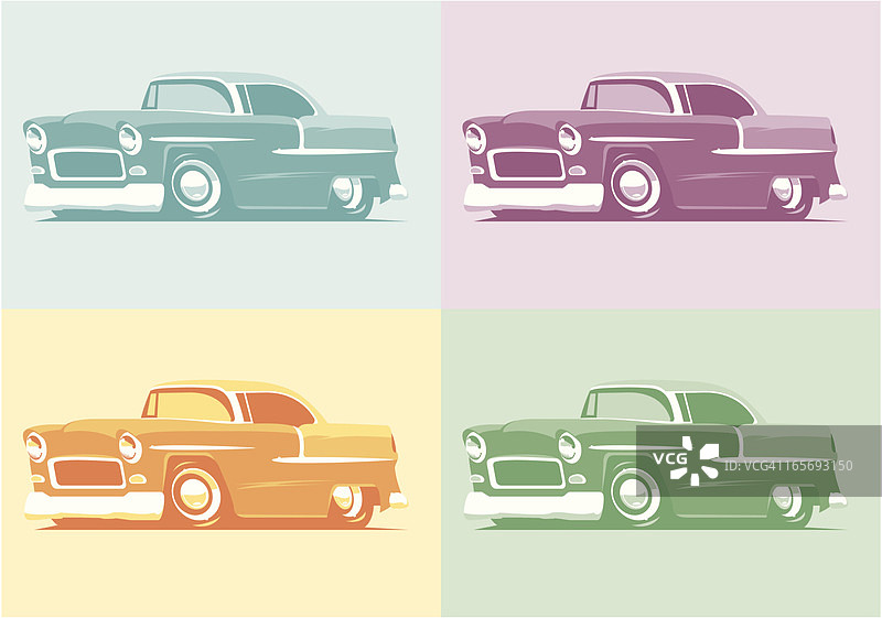 波普艺术风格的55雪佛兰汽车图片素材