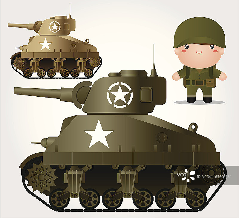 M4谢尔曼坦克与士兵图片素材