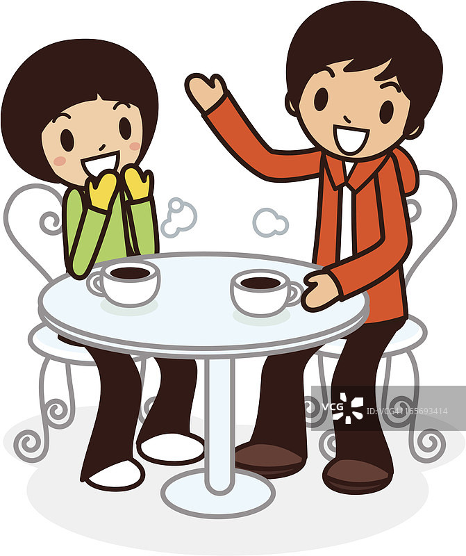 幸福的年轻情侣在咖啡馆喝咖啡图片素材