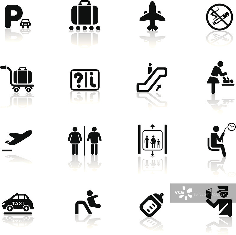 深黑色系列|机场图标图片素材