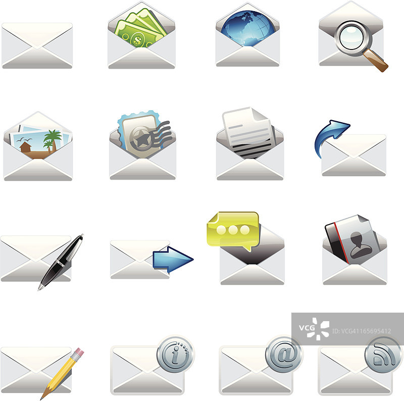 信封图标集图片素材