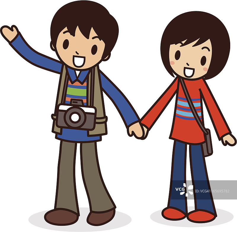 快乐的年轻夫妇轻装旅行（徒步旅行）图片素材