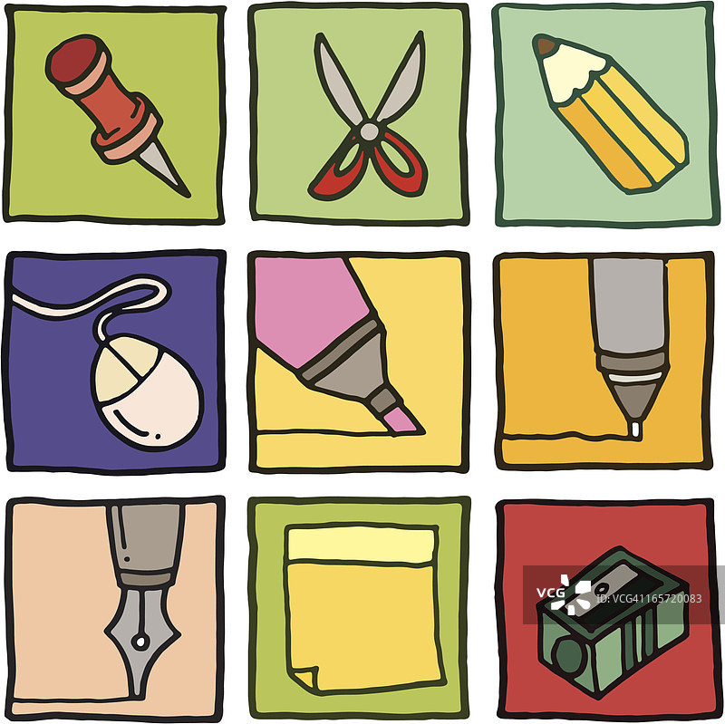 办公室用品图标块图片素材