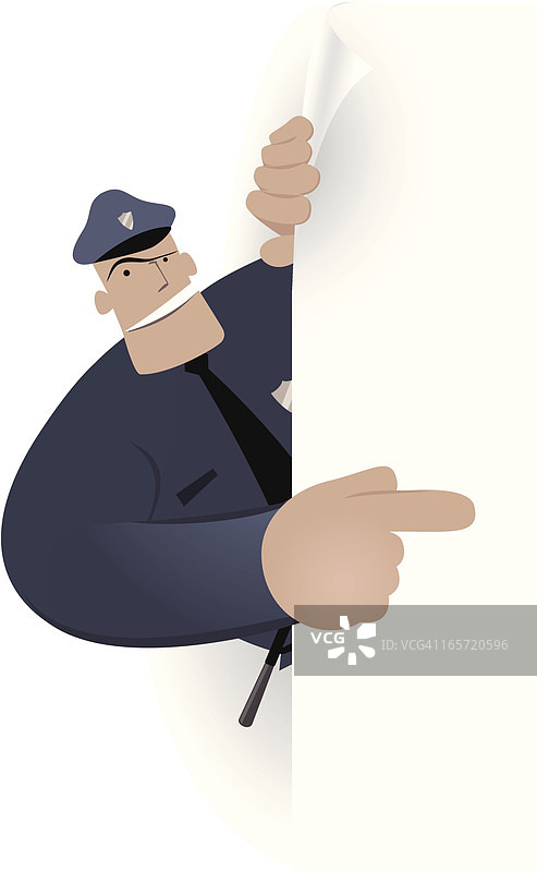 空白标志 - 警察用食指指向图片素材