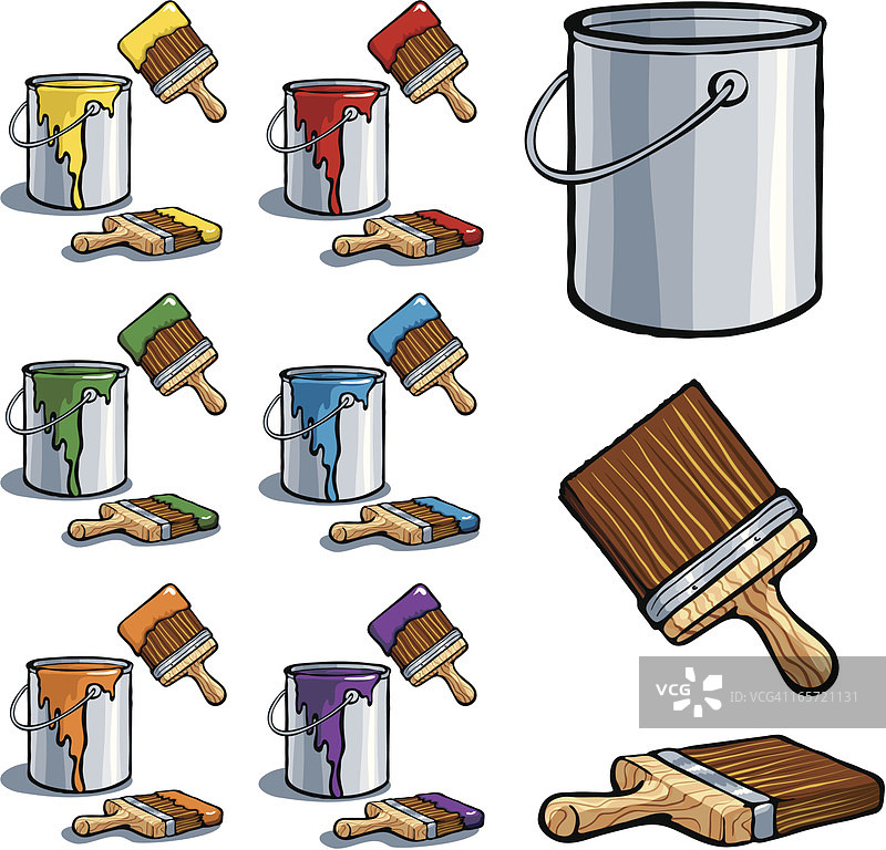 油漆罐和刷子图片素材