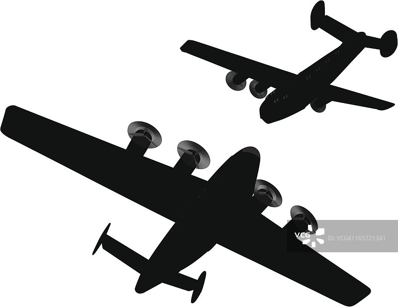 复古水上飞机剪影图片素材