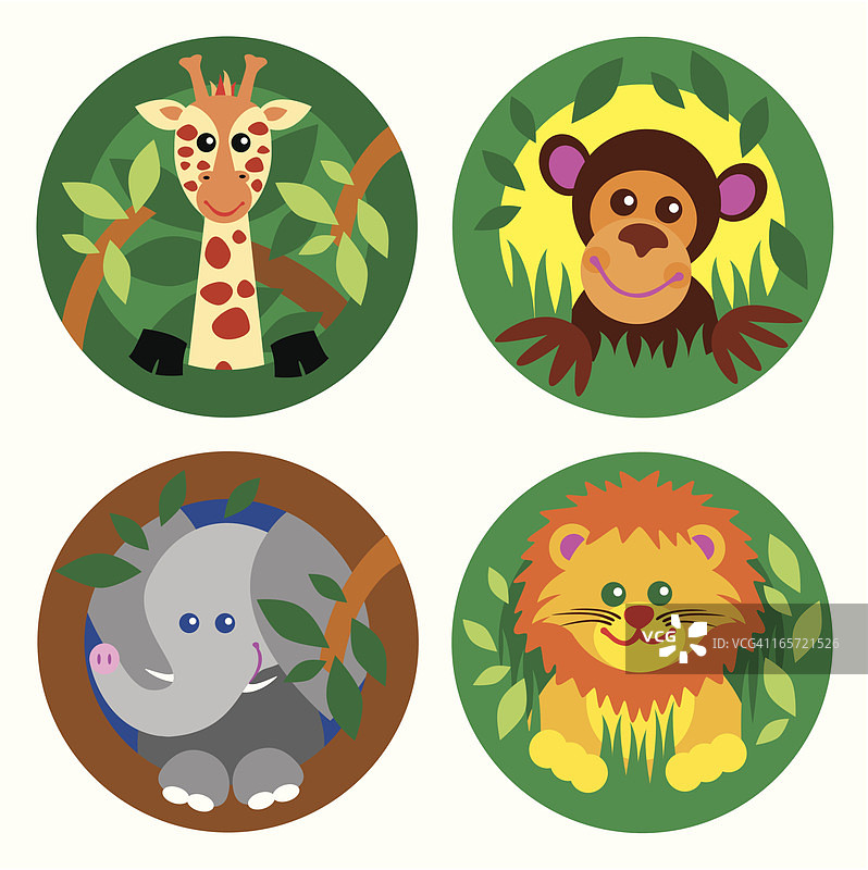 丛林主题动物四件套图片素材