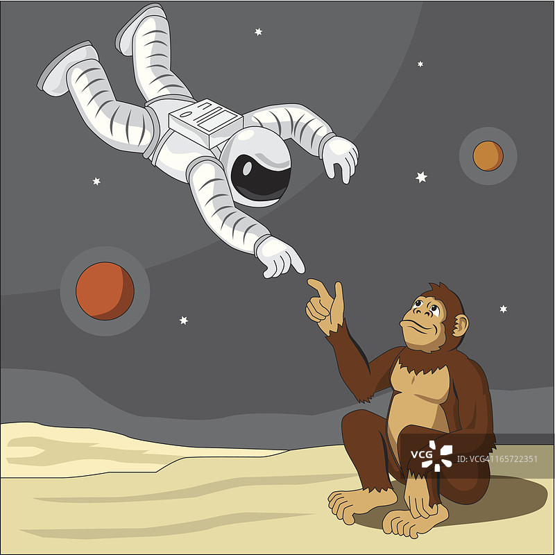 宇航员猴子进化图片素材