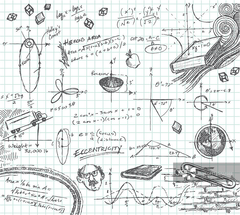 三角学数学课涂鸦图片素材