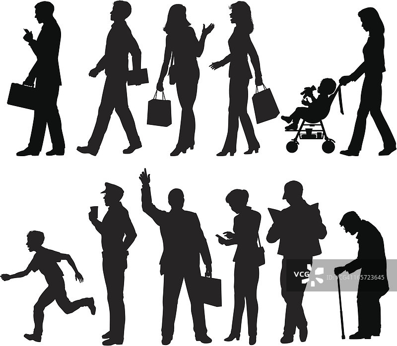 人行道剪影图片素材