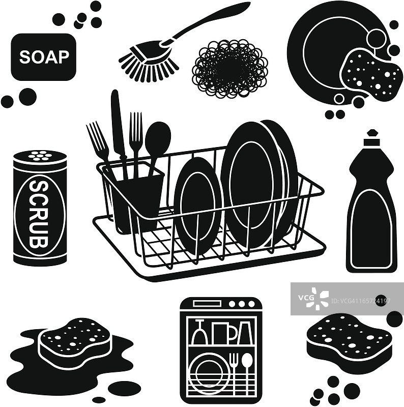 碗碟清洗图标图片素材