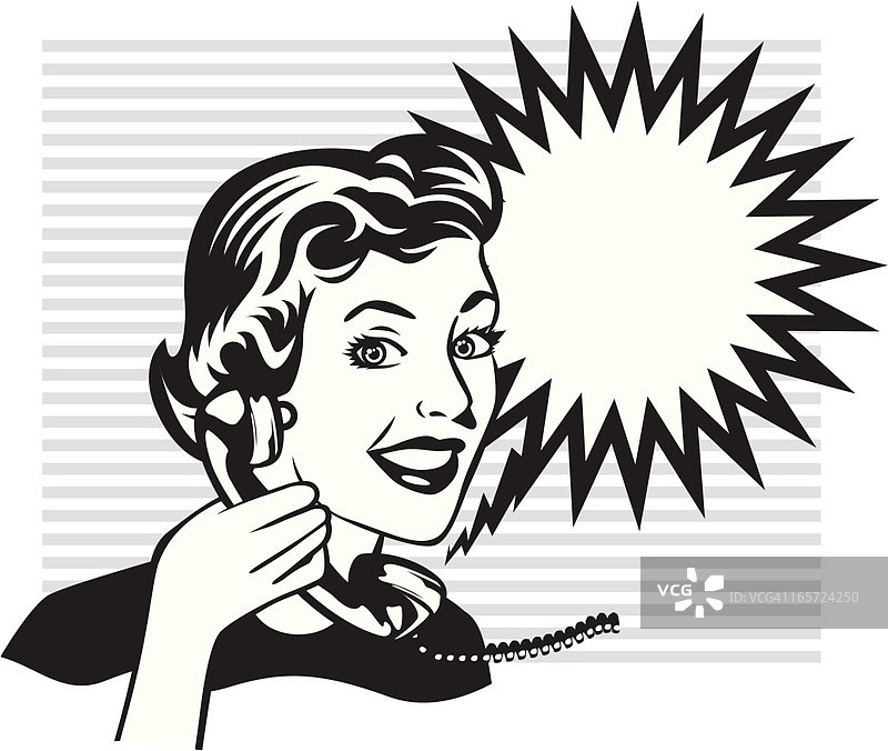 正在打电话的复古风格女人图片素材