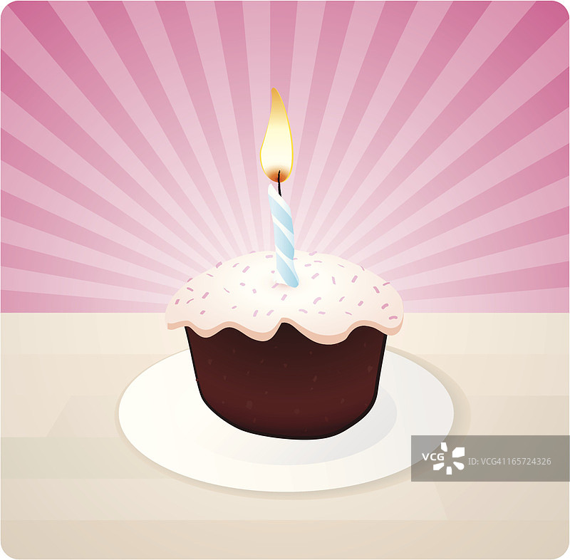 带蜡烛的纸杯蛋糕图片素材