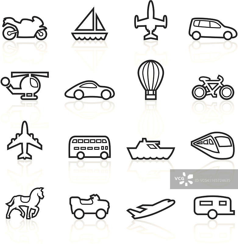 黑色符号 - 交通运输轮廓图片素材