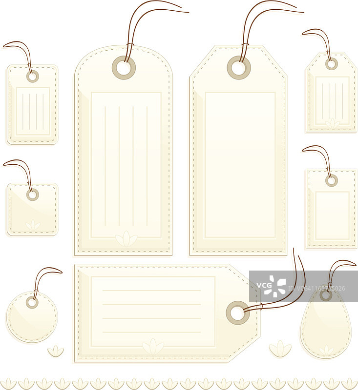 闪亮米色缝线礼品价格行李牌标签图片素材