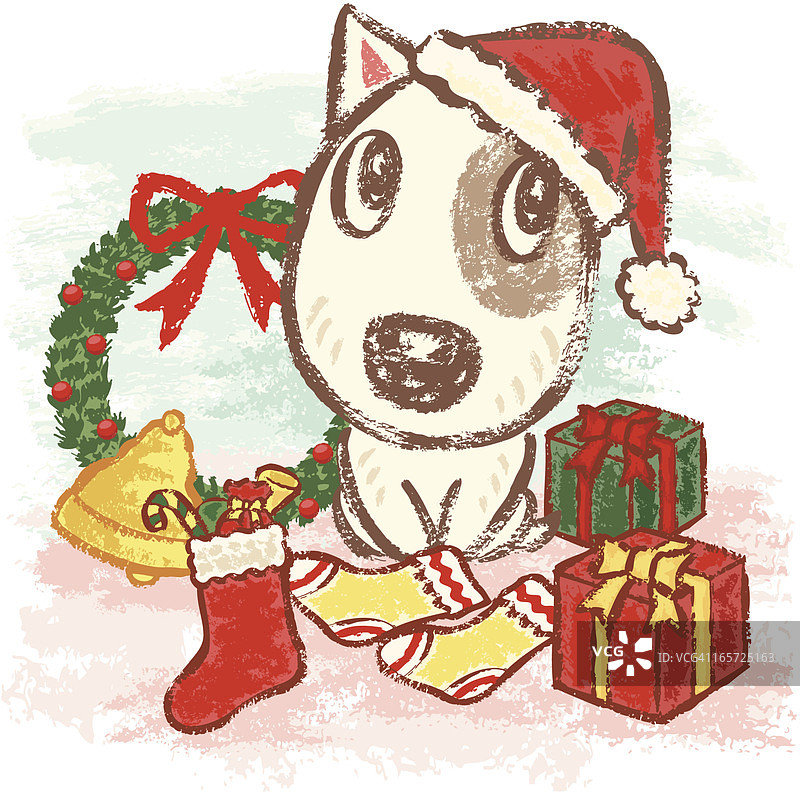 圣诞节的牛头梗图片素材