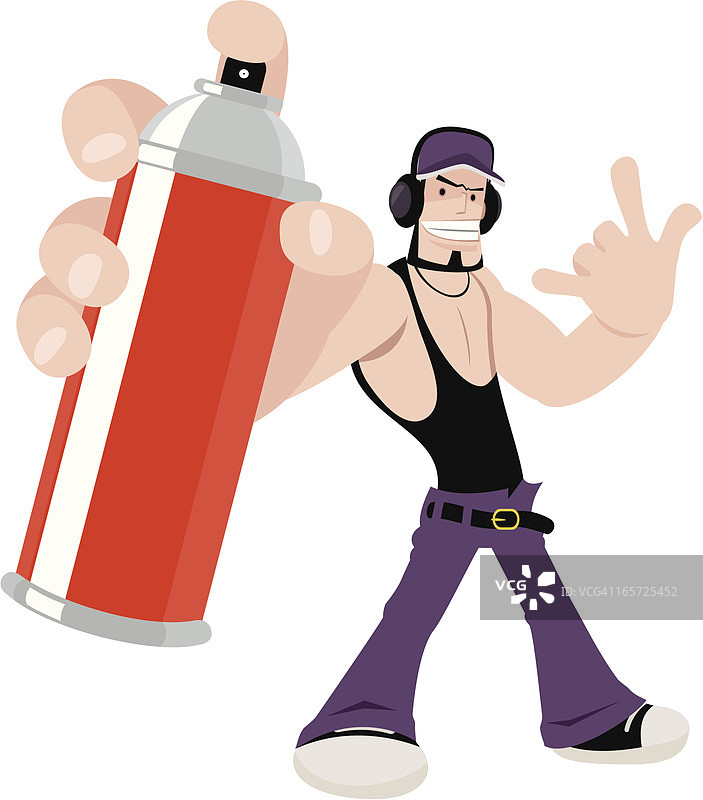 涂鸦艺术家手持喷漆罐，做出爱的手势图片素材