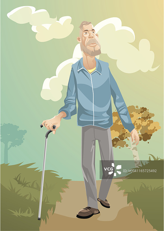 行走的老年男人图片素材