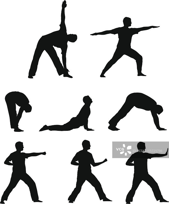 锻炼剪影矢量素材（瑜伽和武术）图片素材