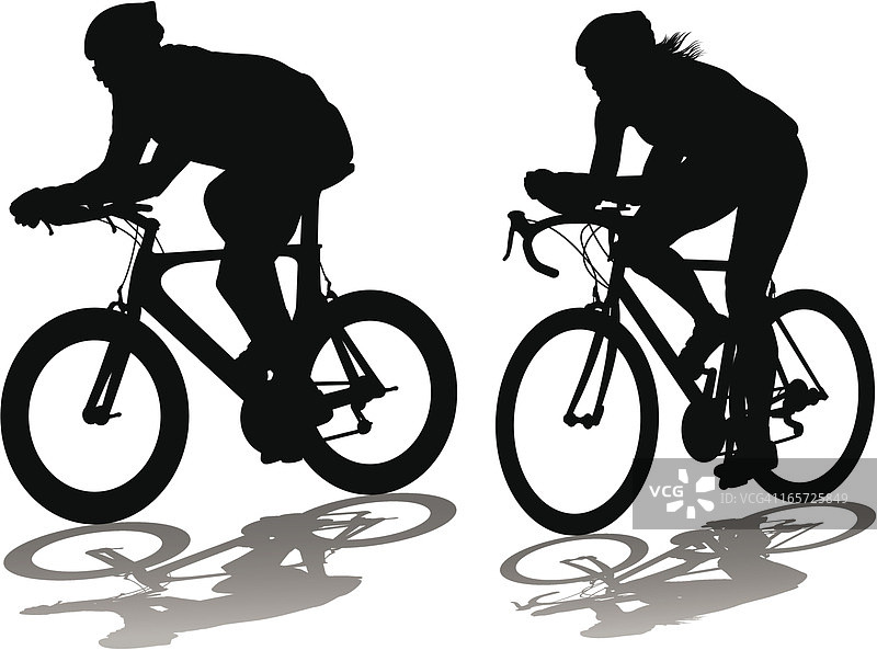 男女自行车计时赛选手图片素材