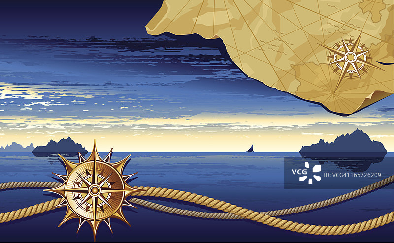 大海与绳索图片素材