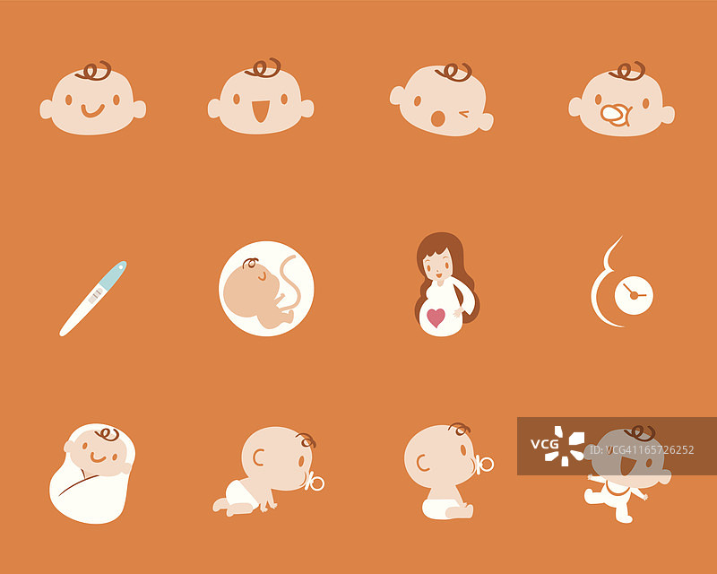 怀孕、分娩、母亲、婴儿图标集图片素材