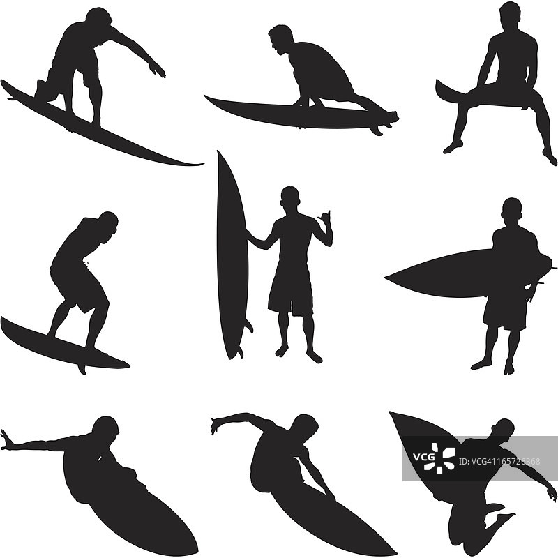 冲浪者剪影图片素材