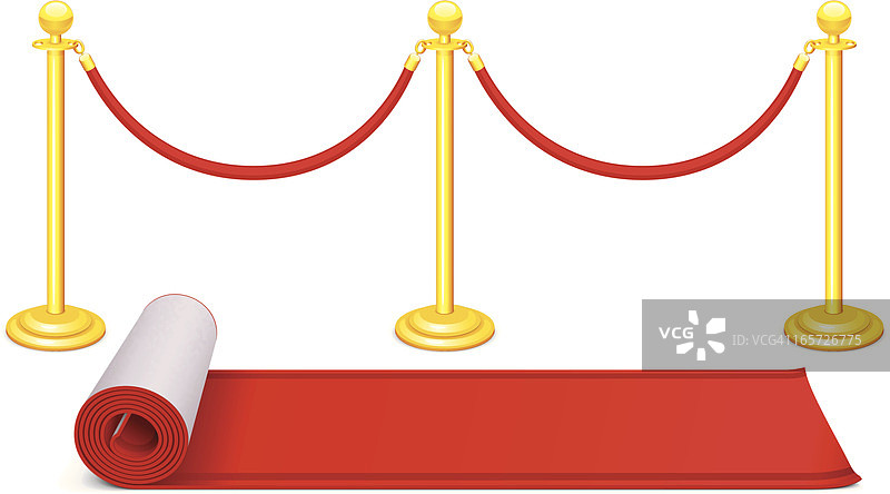 红毯和天鹅绒绳图片素材