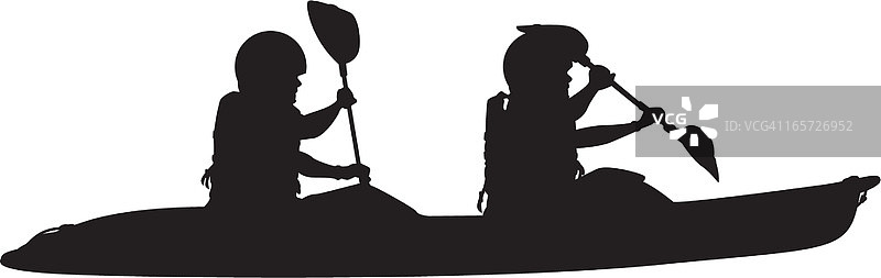 两人皮划艇剪影图片素材