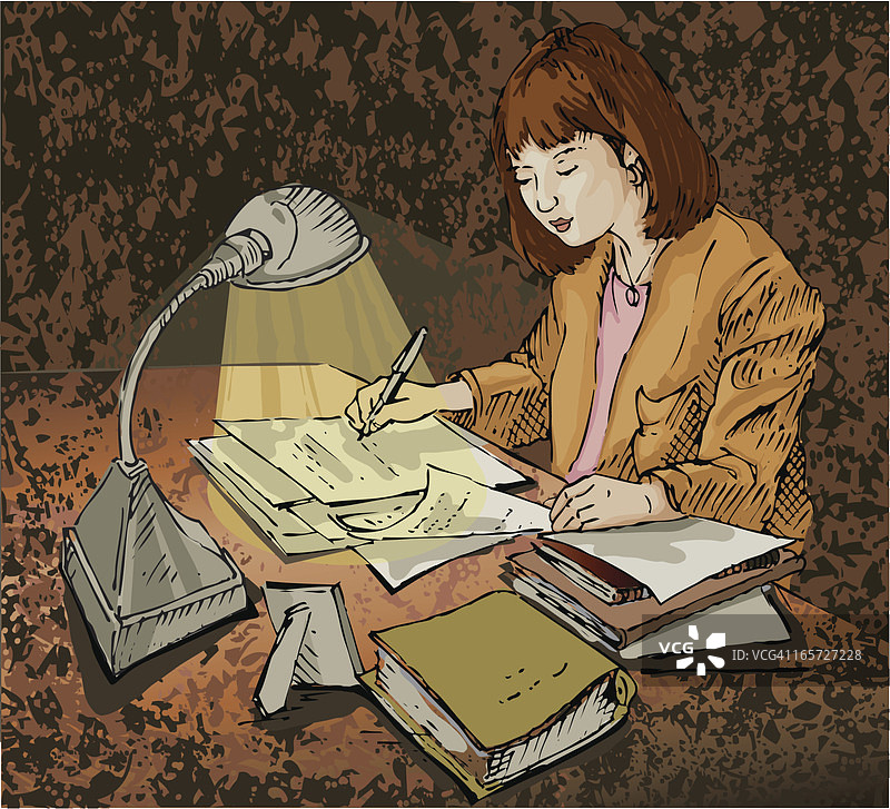 深夜文书工作图片素材