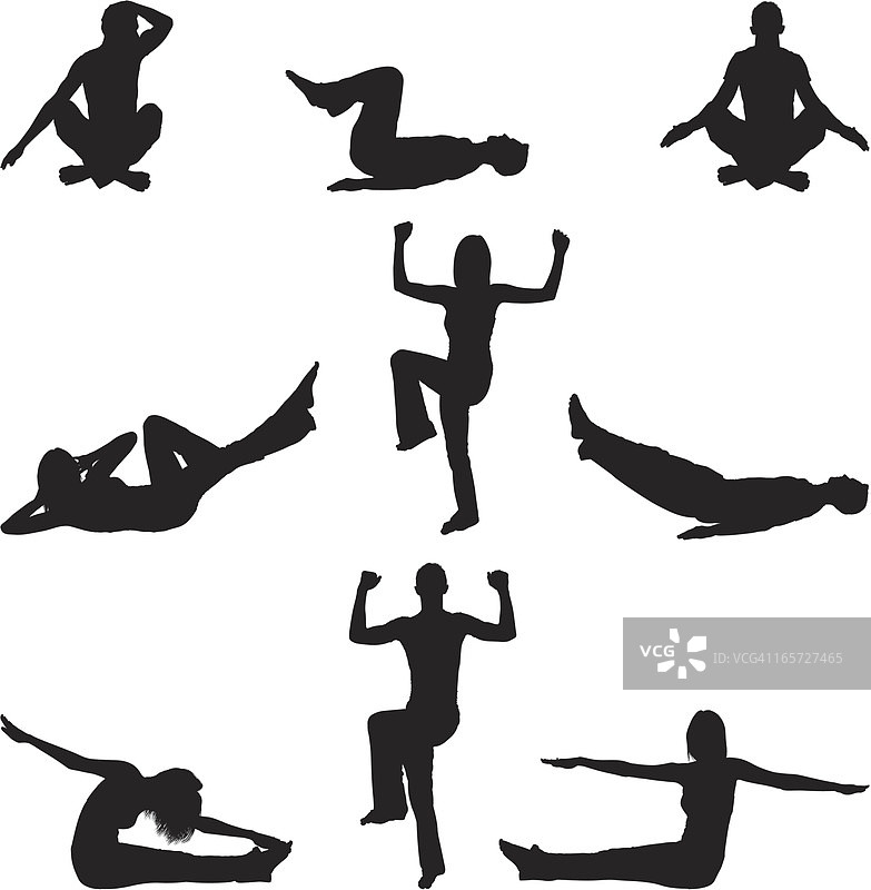 男女进行瑜伽和有氧运动图片素材